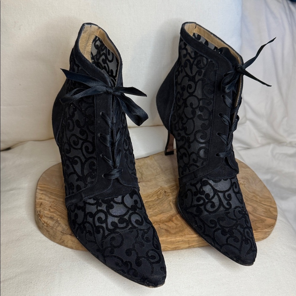 Ramon Tenza Black Patterned Ankle Booties - Picture 4 of 7